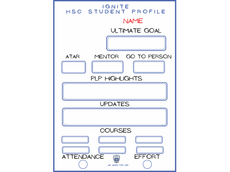 An image of a blank student profile document